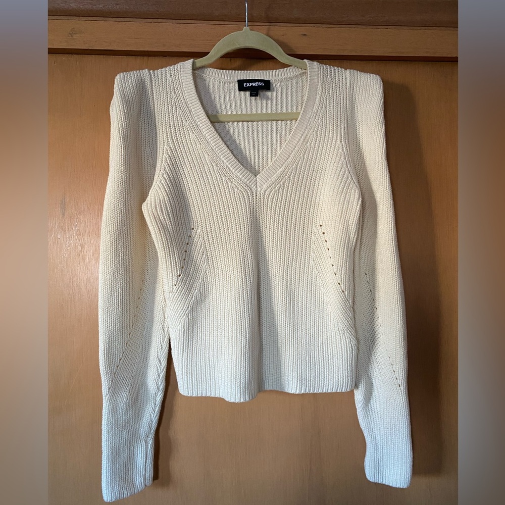 Express cotton knit ivory sweater (XS)